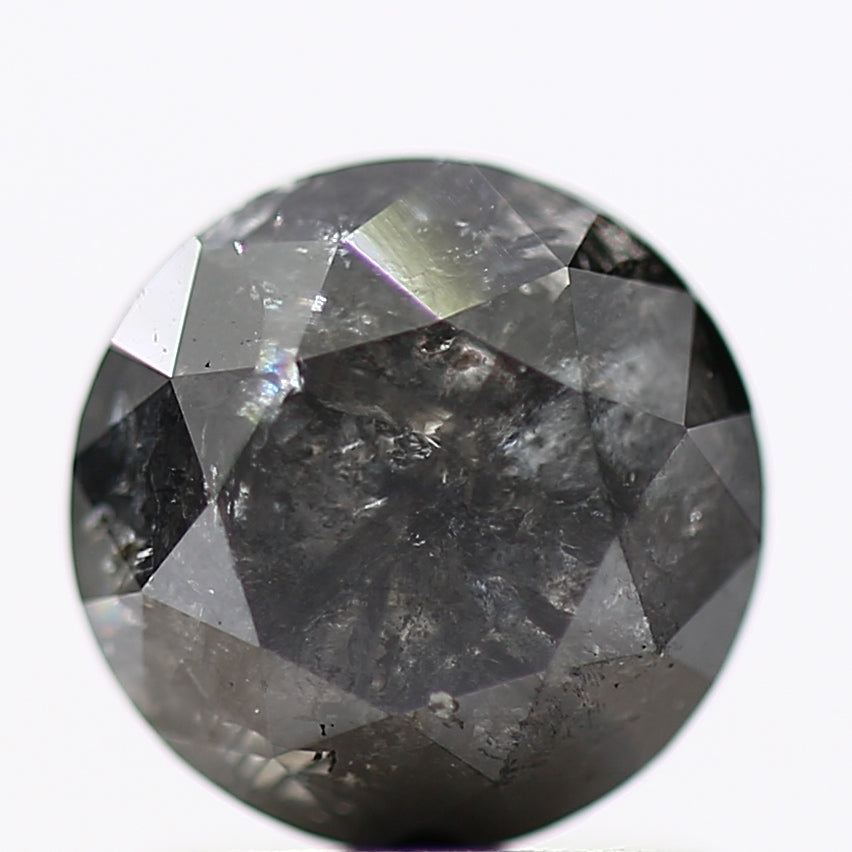 1.61 Carat Fancy Black Round Shape Brilliant Cut Natural Loose Diamond